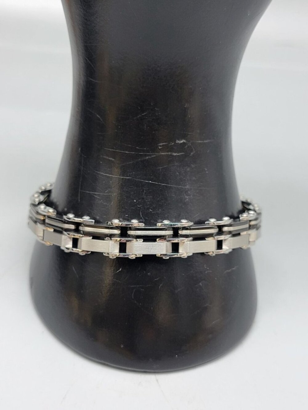 Inox Mens Reversible Stainless Steel Bracelet Gold or Silver & Black Size 7.5" - Picture 10 of 13